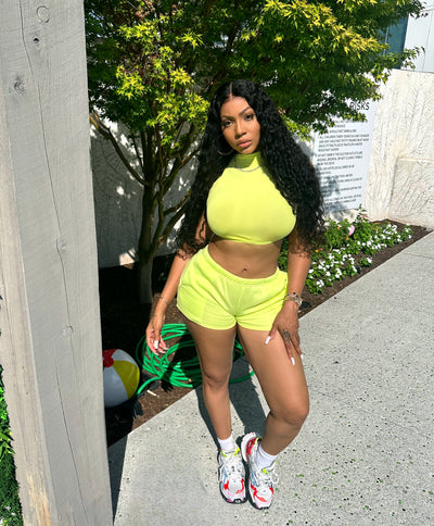 LIME FB SPORT SHORT SET